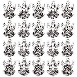 Античное Серебро Сплавочные подвески тибетского стиля, ангел, без кадмия и без свинца, античное серебро, 20x14x2 мм, отверстие : 2 мм