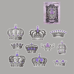 Medium Purple 30Pcs 10 Styles Crown Translucent Parchment Paper Stickers, Self-adhesive Decals for DIY Scrapbooking, Medium Purple, Packing: 137x80x3mm, 3pcs/style