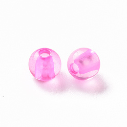 Pearl Pink Transparent Acrylic Beads, Round, Pearl Pink, 6x5mm, Hole: 1.8mm, about 4400pcs/500g