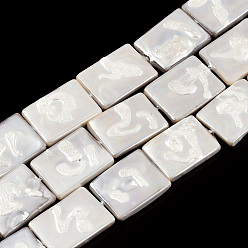 Freshwater Shell Plating Natural Freshwater Shell Beads Strands, Imitate Baroque Pearl Keshi Pearl Beads, Rectangle, 19.5~21x14~16x3~4mm, Hole: 0.6mm, about 18~19pcs/strand, 14.88 inch~15.75 inch(37.8~40cm)