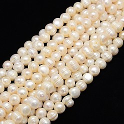 Creamy White Natural Cultured Freshwater Pearl Beads Strands, Potato, Creamy White, 11~12mm, Hole: 0.8mm, about 34pcs/strand, 13.77 inch~14.17 inch