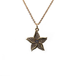 0309 Starfish O Chain Minimalist Pentagram Starfish Pendant Necklace with Micro Pave Zirconia for Women