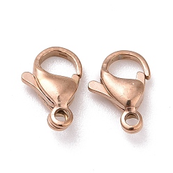 Rose Gold Ion Plating(IP) 304 Stainless Steel Lobster Claw Clasps, Parrot Trigger Clasps, Rose Gold, 10x6x3mm, Hole: 1.5mm