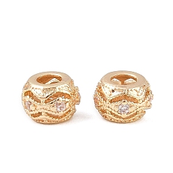 Light Gold Латунные микропаве из прозрачного кубического циркония, рондель, стойки покрытие, долговечный, без свинца и без кадмия, золотой свет, 5x4 мм, отверстие : 2.2 мм