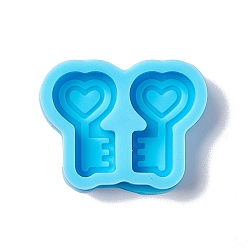 Key Valentine's Day Silicone Molds, Resin Casting Molds, for Ear Stud Craft Making, Key Pattern, 19x24x5mm, Inner Diameter: 9x14mm