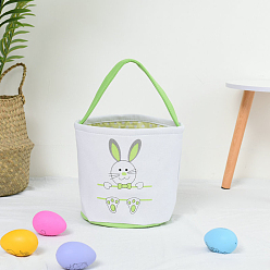 Light Green Cloth Bunny Pattern Baskets, Easter Eggs Hunt Basket, Gift Toys Carry Bucket Tote, Light Green, 230x240mm
