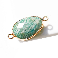 Amazonite Natural Amazonite Connector Charms, Faceted Teardrop Links, Golden, 23x18mm
