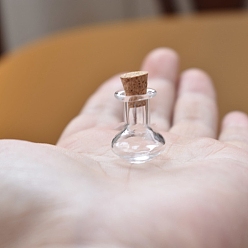 Clear Mini Glass Bottle, with Cork Plug, Wishing Bottle, for Charms Making, Clear, 1.6x2.1cm