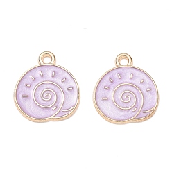 Purple Alloy Enamel Pendants, Conch Shape Charms, Golden, Purple, 17x15x1mm, Hole: 1.6mm