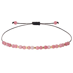 Розовый Кварц Браслеты из бисера ручной работы из натурального окрашенного розового кварца для женщин и мужчин, со стеклянными бисеринами, граненые, внутренний диаметр: 5/8 дюйм (1.5 см) ~ 1-1/8 дюйм (3 см)