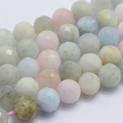 Morganite Natural Morganite Beads Strands, Faceted Round, Grade A-, 10mm, Hole: 1mm, about 40pcs/strand, 15.7 inch(40cm)