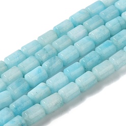 Голубой Бусины из натурального белого нефрита, колонка, окрашенная и подогревом, голубой, 5.6~6.3x4.2~4.6 мм, отверстие : 0.9 мм, около 65 шт / нитка, 14.96~15.12 (38~38.4 см)