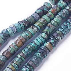 HuBei Turquoise Natural HuBei Turquoise Beads Strands, Heishi Beads, Flat Round/Disc, 8~9x2~8mm, Hole: 1mm, about 104pcs/strand, 15.6 inch~15.8 inch(39.7~40.2cm)