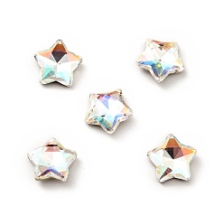 Light Crystal AB K 9 кабошоны из стеклянного страза, плоская задняя и задняя, граненые, звезда, свет кристалл AB, 7x7x3 мм