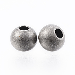 Античное Серебро 304 из нержавеющей стали бусы, круглые, античное серебро, 4x3 мм, отверстие : 2 мм