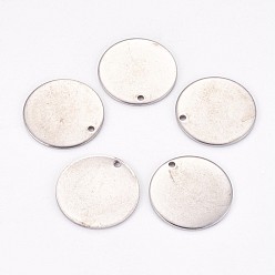 Stainless Steel Color 304 Stainless Steel Pendants, Blank Stamping Tag, Flat Round, Stainless Steel Color, 20x0.7mm, Hole: 1.5mm