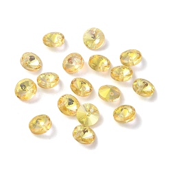 Yellow Glass Charms, Faceted, Cone, Yellow, 8x4mm, Hole: 1~1.2mm