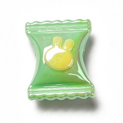 Светло-зеленый Двухцветное УФ-покрытие радужных переливающихся акриловых бусин, конфетка с кроликом, светло-зеленый, 21.5x17x9.5 мм, отверстие : 3.5 мм