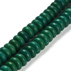 Dark Green Synthetic Turquoise Beads Strands, Rondelle, Dyed, Dark Green, 10x5mm, Hole: 1mm, about 77pcs/strand, 15.16 inch(38.5cm)