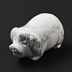 Говлит Украшения для выставки скульптур из натурального говлита, для домашнего офисного стола, свинья, 26~28x48~50x24~26 мм