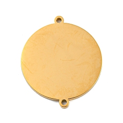 Real 18K Gold Plated Ion Plating(IP) 304 Stainless Steel Connector Charms, Laser Cut, Flat Round Links, Real 18K Gold Plated, 23.5x20x1.5mm, Hole: 1.2mm