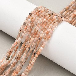 Peach Moonstone Natural melocotón piedra de luna perlas hebras, facetados, rondo, 3 mm, agujero: 0.6 mm, sobre 110 unidades / cadena, 15.35'' (39 cm)