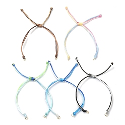 Golden Gradient Color Adjustable Braided Nylon Cord Bracelet Making, with 304 Stainless Steel Open Jump Rings, for Connector Charm, Golden, 1~1-1/8 inch(2.6~2.68cm), Hole: 3mm