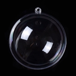 Clear Openable Transparent Plastic Pendants, Fillable Plastic Bauble Christmas Ornament, Round, Clear, 9.8x9cm, Hole: 4mm, Inner Size: 8.8cm