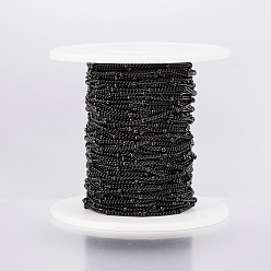Electrophoresis Black 304 Stainless Steel Curb Chains, Satellite Chains, Soldered, with Spool, with Rondelle Beads, Electrophoresis Black, 1.5mm, about 65.61 Feet(20m)/roll