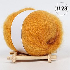 Orange 25g Angora Mohair Wool & Acrylic Fiber Knitting Yarn, for Shawl Scarf Doll Crochet Supplies, Round, Orange, 1mm