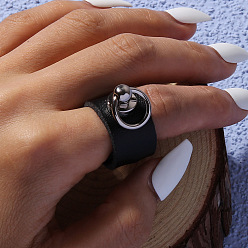 Черный Европейское и американское сексуальное кожаное кольцо с геометрическим кулоном, ювелирное изделие для женщин.