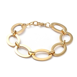 Golden 304 Stainless Steel Link Chain Bracelets, with Lobster Claw Clasps, Oval, Golden, 7-1/8 inch(18.2cm)