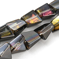 Black Half Plated Electroplate Transparent Glass Beads Strands, Faceted Polygon, Black, 8x7x5mm, Hole: 1mm, about 80pcs/strand, 25.04 inch(63.6cm)