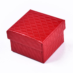 Red Cardboard Jewelry Boxes, for Ring, Earring, Necklace, with Sponge Inside, Square, Red, 5~5.1x5~5.1x3.3~3.4cm
