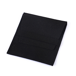 Black Microfiber Jewelry Envelope Pouches with Flip Cover, Jewelry Storage Gift Bags, Square, Black, 8x8cm