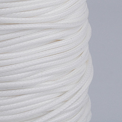 White Braided Korean Waxed Polyester Cords, White, 0.8mm, about 87.48 yards(80m)/roll
