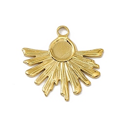 Golden Vacuum Plating 304 Stainless Steel Pendant Cabochon Settings, Sun, Golden, Tray: 6mm, 25x26x1.5mm, Hole: 2.2mm