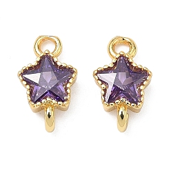 Темно-синий  Шифер Латунные подвески-звездочки с инкрустацией из кубического циркония, золотые, стойки покрытие, без кадмия и без свинца, долговечный, темный сланец синий, 11x6x3 мм, отверстия : 1.5 mm и 1.6 мм