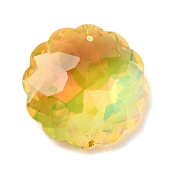 Золотистый Гальванические стеклянные подвески, граненые, для люстры хрустальные подвесные подвески, плоско-круглые, золотые, 44.5x44x18 мм, отверстие : 1.8 мм