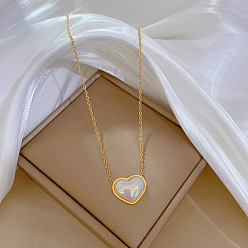 K413 Gold [All-Titanium Steel] Mermaid Princess Pearl Minimalist Gold Necklace - Lock Collar Chain Accessories.