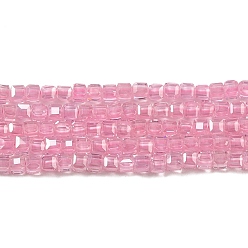 Flamingo Cubic Zirconia Bead Strands, Faceted Square, Flamingo, 2.5x2.5x2.5mm, Hole: 0.6mm, about 159~160pcs/strand, 14.57''~14.76''(37~37.5cm)