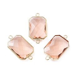 Лавандовый румянец Стойка покрытие латунь паве стекло соединители подвески, прямоугольник ссылки, долговечный, золотые, лавандовый румянец, 13.5x24.5x5.5 мм, отверстие : 1.8 мм