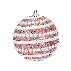 Flamingo Pearl Powder Sticky Foam Ball Pendant Decoration, for Christmas Tree Hanging Ornaments, Flamingo, 80mm