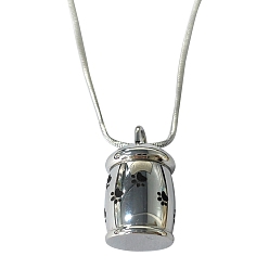 Stainless Steel Color Openable Stainless Steel Memorial Urn Ashes Pendants, Bottle with Paw Print, Stainless Steel Color, 21.65 inch(55cm)
