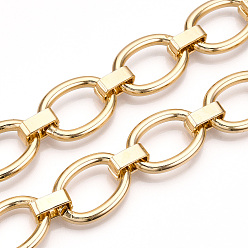 Light Gold Aluminum Oval Link Chains, Unwelded, Light Gold, 27.5x19x4mm, 12x5x1.5mm