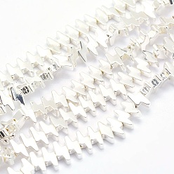 с Покрытием Серебра Гальванизировать немагнитных синтетический гематит бисер пряди, класс АА, долговечный, удар молнии, со серебряным покрытием, 3x7x2 мм, отверстие : 0.8 мм, около 125 шт / нитка, 15.7 дюйм (40 см)