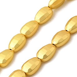 Матовый Золотой Стеклянные бусины с гальваническим покрытием , teadrop, граненые, матовый золотой, 9x6x4.5 мм, отверстие : 1 мм, около 45 шт / нитка, 16.14'' (41 см)