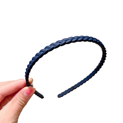 Midnight Blue Resin Braided Thin Hair Bands, Plastic with Teeth Hair Accessories for Women, Midnight Blue, 120mm