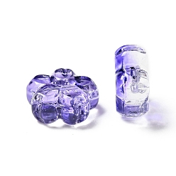 Mauve Transparent Normal Glass Beads, Flower, Mauve, 13x13.5x6mm, Hole: 1.2mm