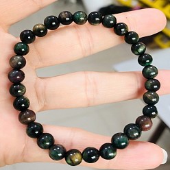 Тигровый глаз Синтетический тигровый глаз круглый браслет из бусин эластичный